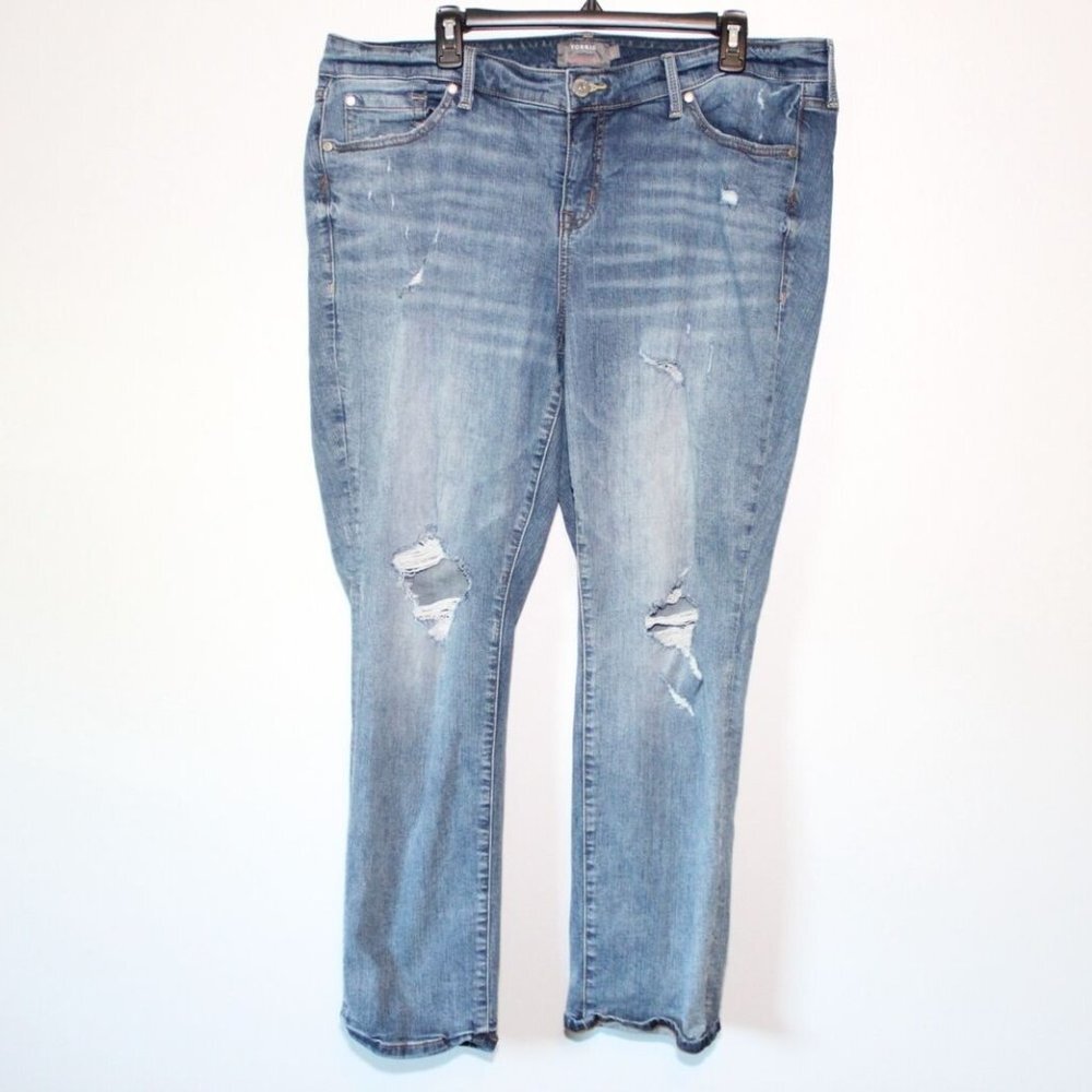 Torrid Boyfriend Straight Jean Vintage Stretch Medium Wash Plus Size 18 H13551 - Picture 2 of 10
